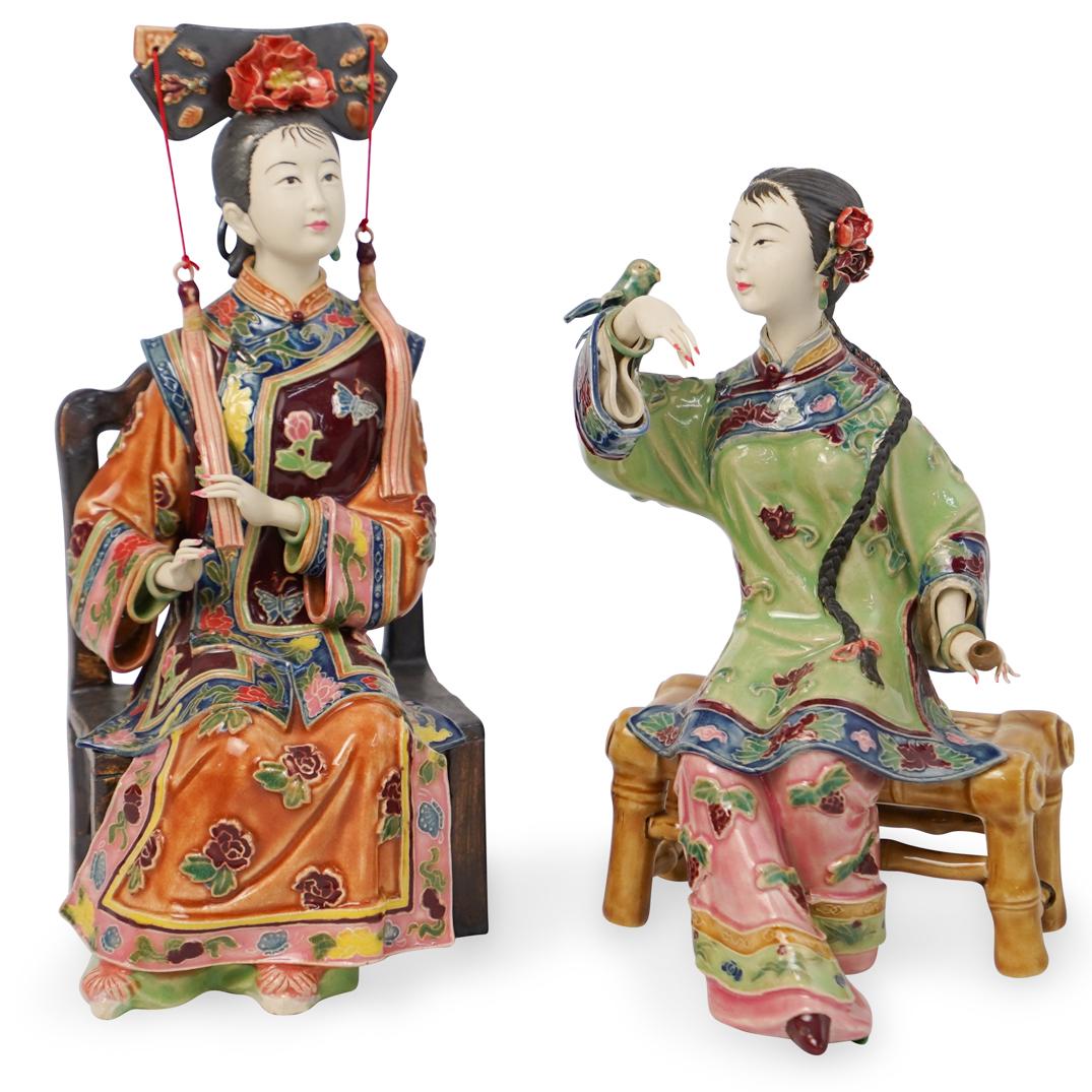(2 Pc) Chinese Ceramic Figure Grouping (1 of 6)