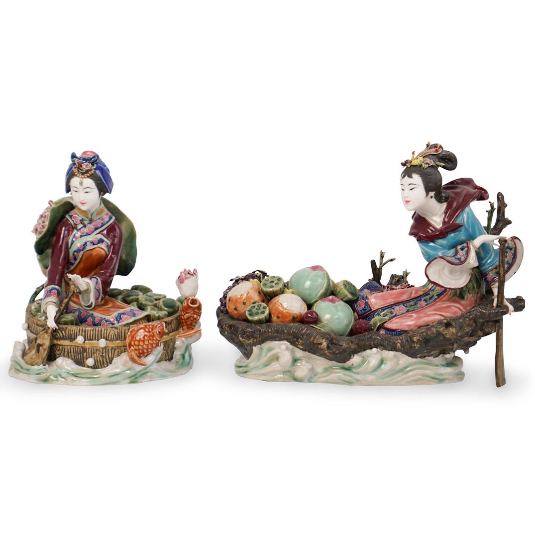 (2 Pc) Chinese Ceramic Figure Grouping (1 of 7)