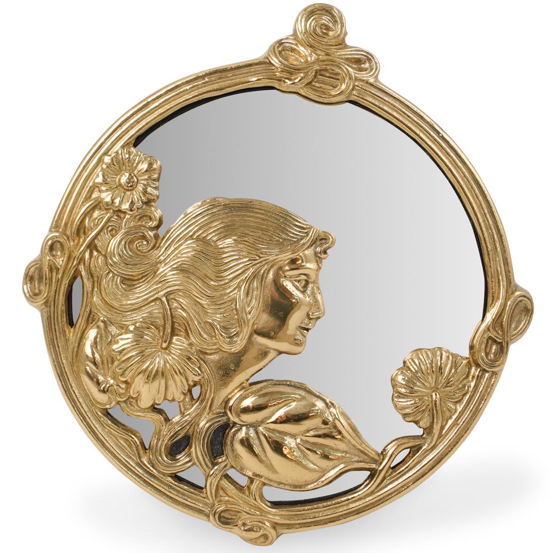 Art Nouveau Brass Mirror (1 of 3)