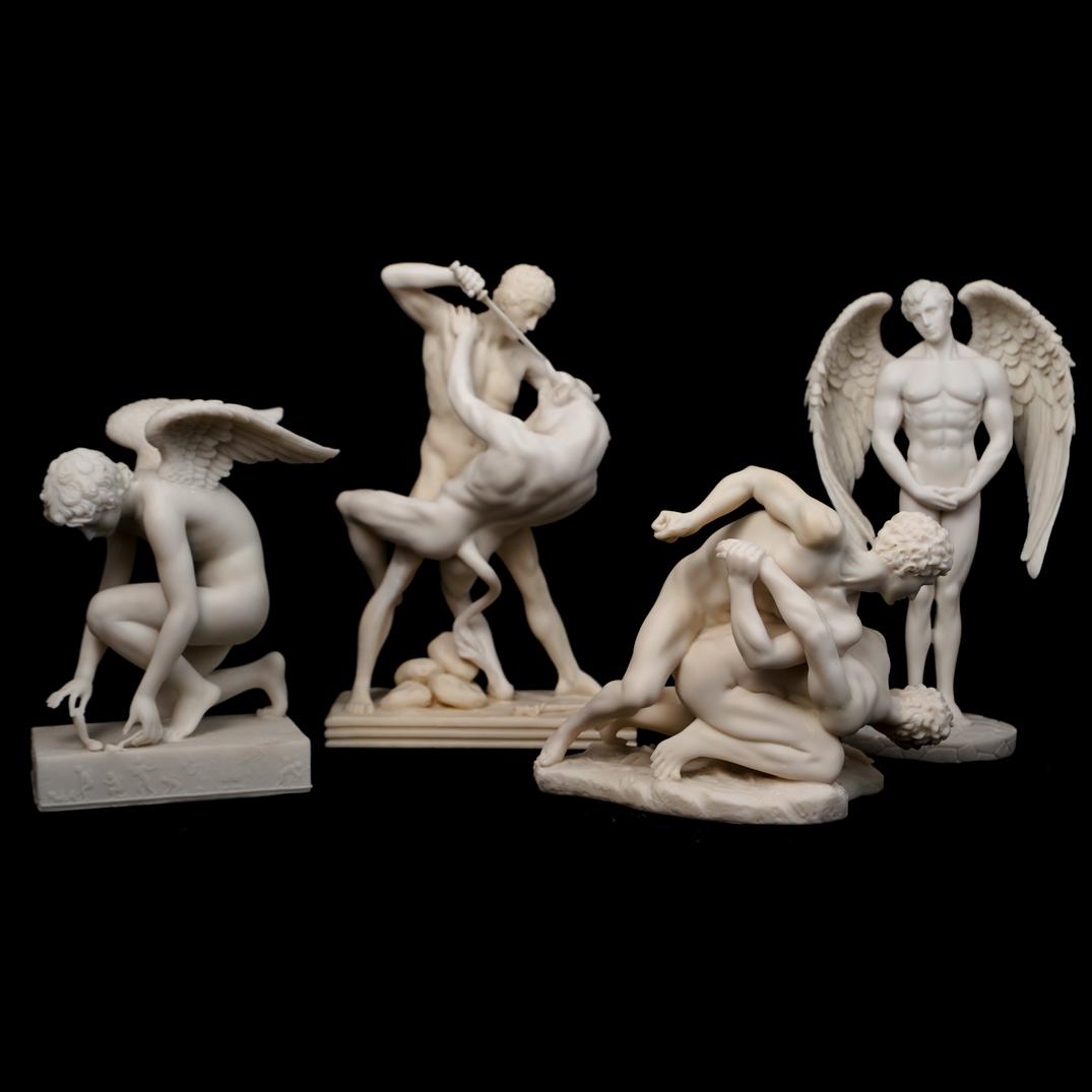 (4 Pc) Signed Greco Roman Style Resin Statues (1 of 5)