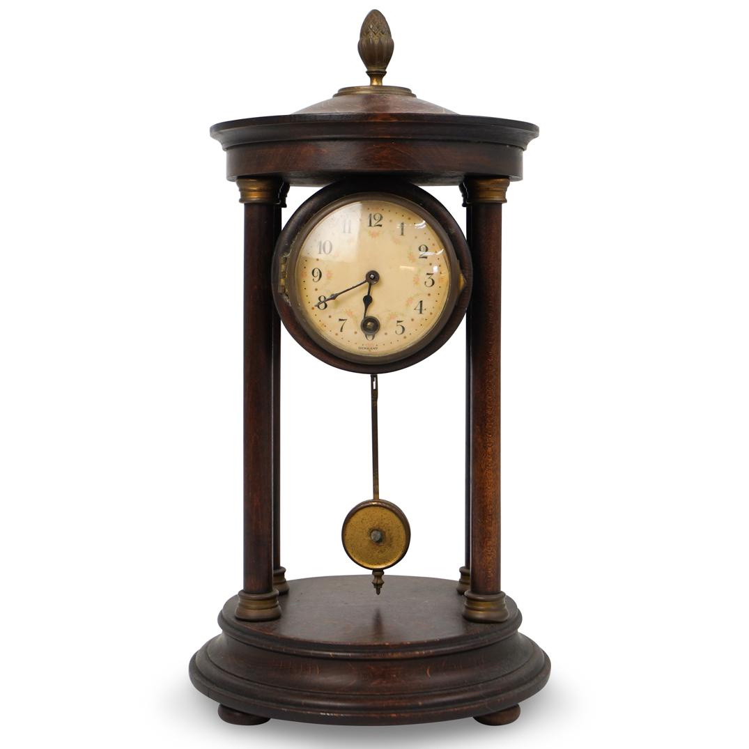 German Portico Mahogany Mantle Clock (1 of 4)