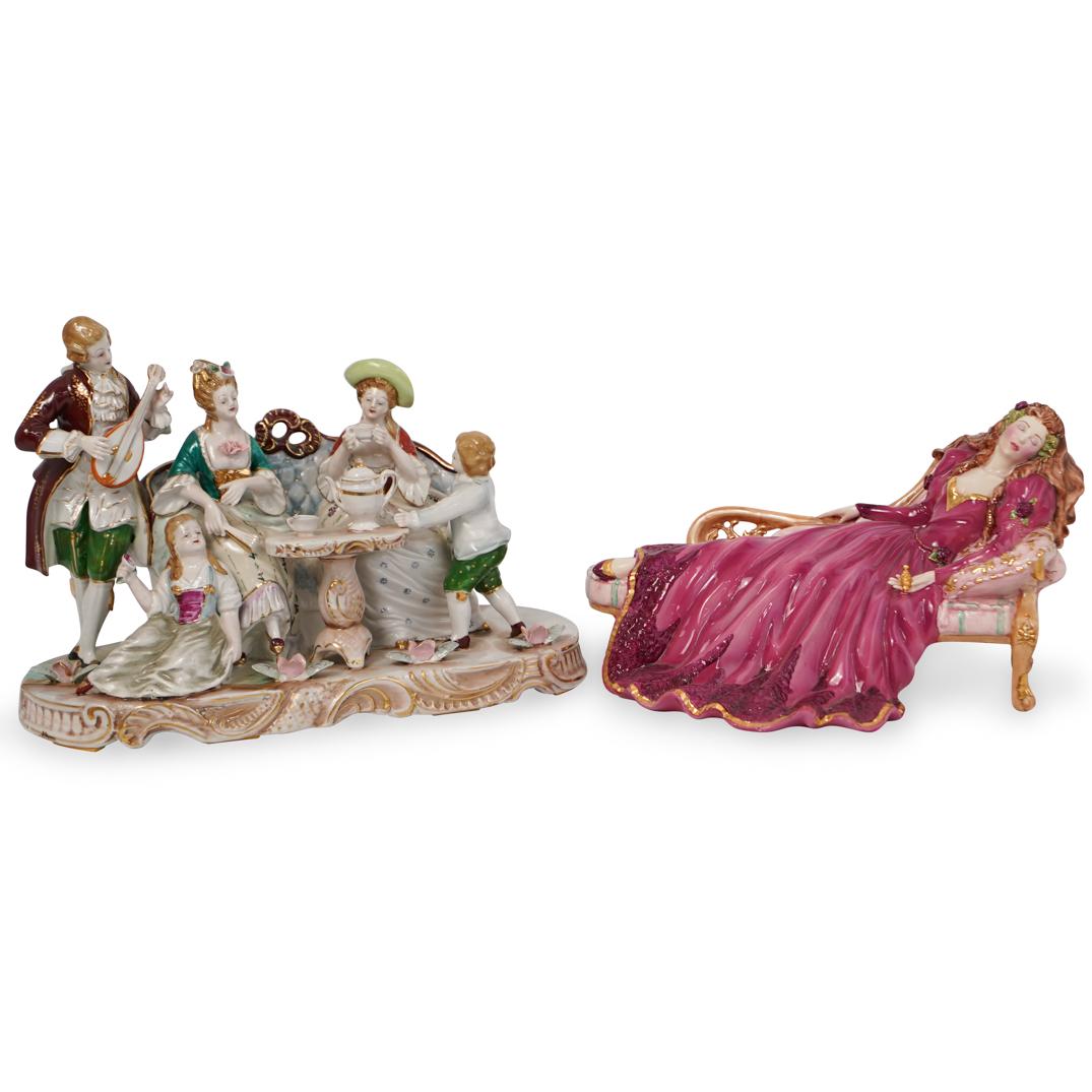 (2 Pc) Porcelain Figurine Grouping (1 of 6)