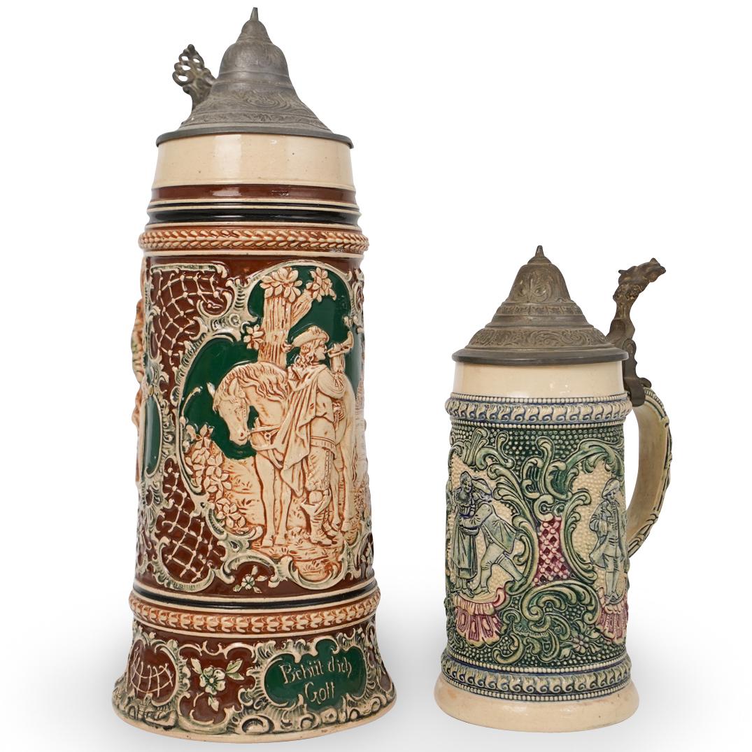 (2 Pc) Ceramic German Steins (1 of 5)