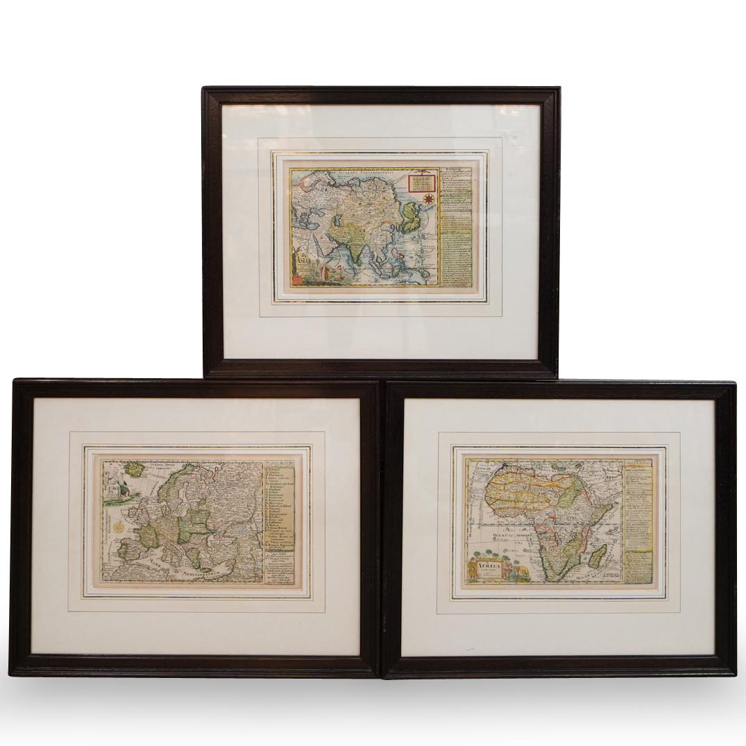 (3 Pc) Framed Vintage Maps (1 of 4)