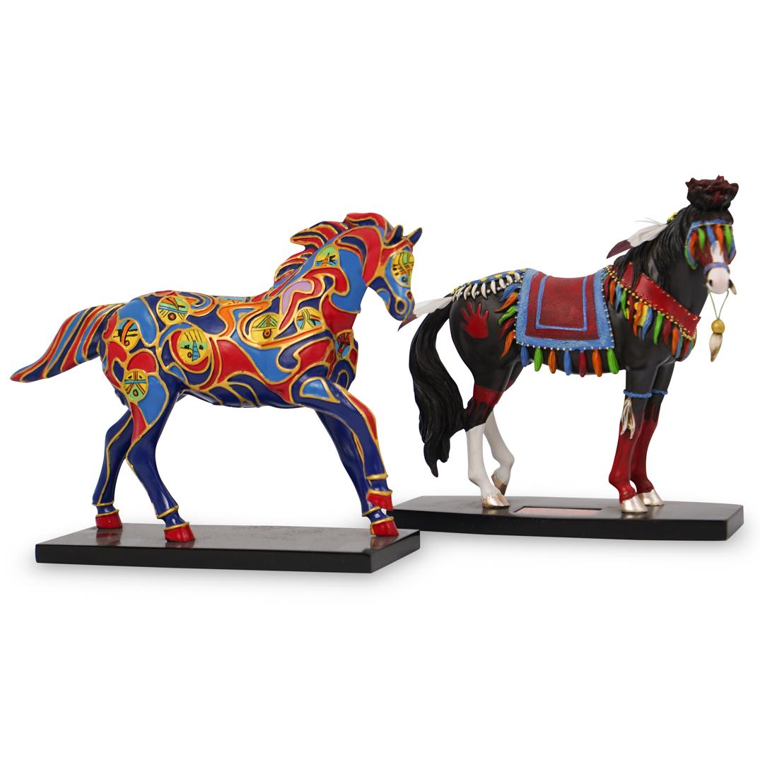 (2 Pc) Painted Pony & Horse Statues (1 of 5)