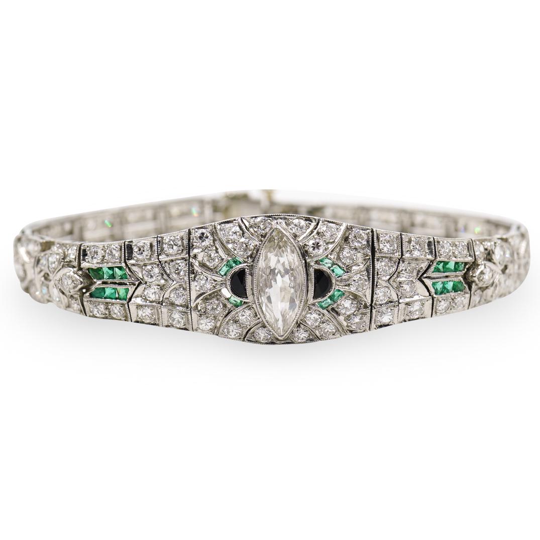 Art Deco Platinum & Diamond Ladies Bracelet (1 of 4)