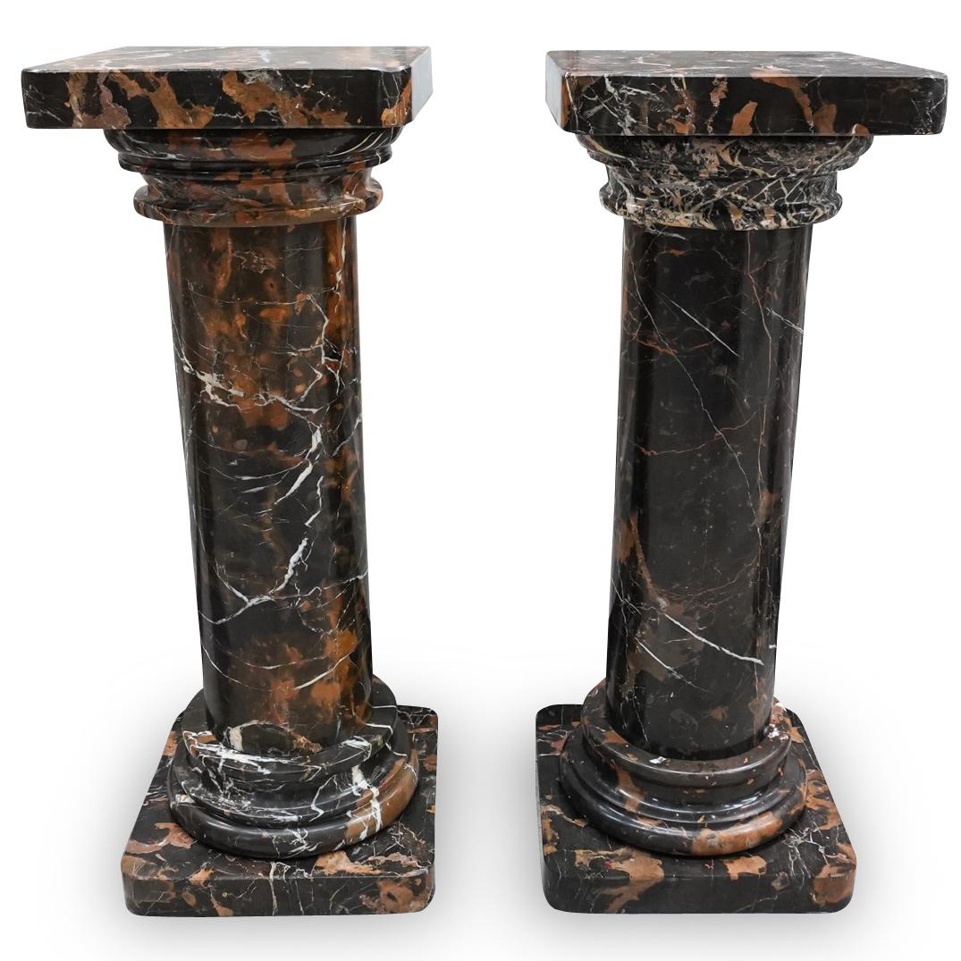 Pair Of Portoro Veined Marble Pedestals (1 of 6)