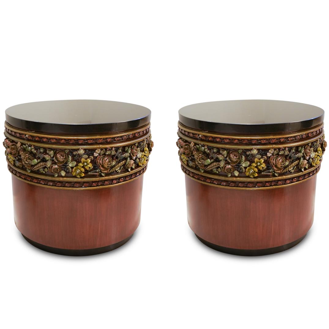 Pair Of "Karges" Round Marble Top Pedestal Tables (1 of 5)