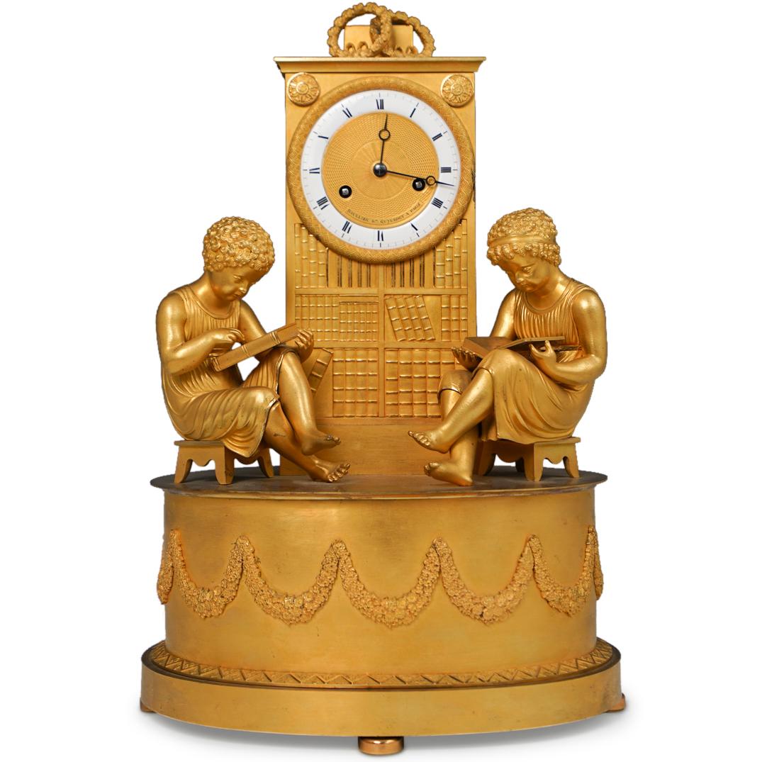 19th Cent Gilt Bronze Baullier & Guyerdet Empire Clock (1 of 9)