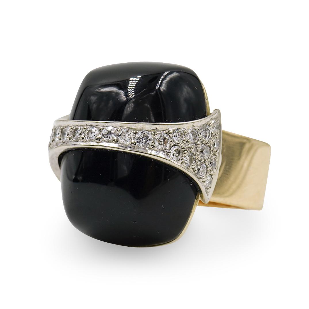 Onyx Gold & Diamonds Ladies Cocktail Ring (1 of 4)