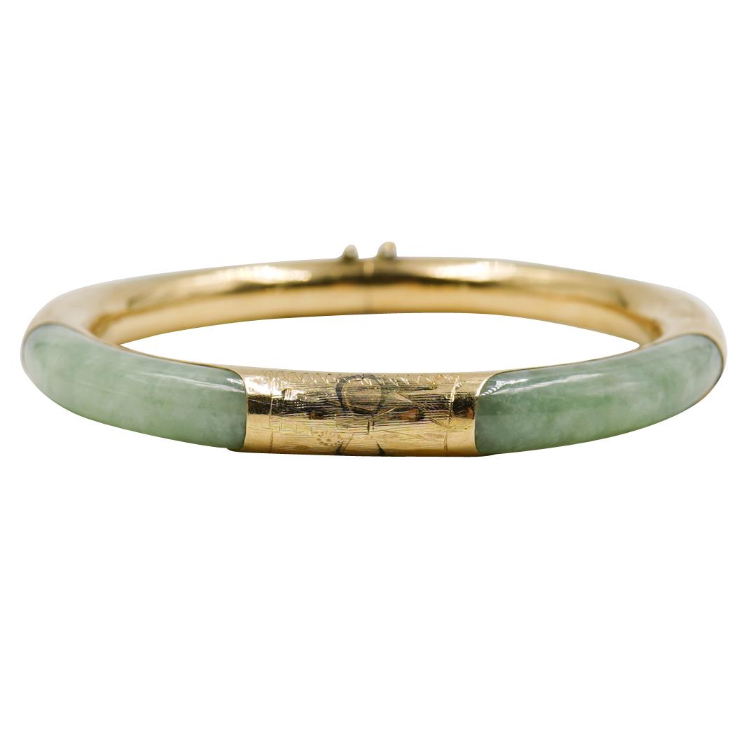 Chinese 14K Gold Jade Bangle (1 of 4)