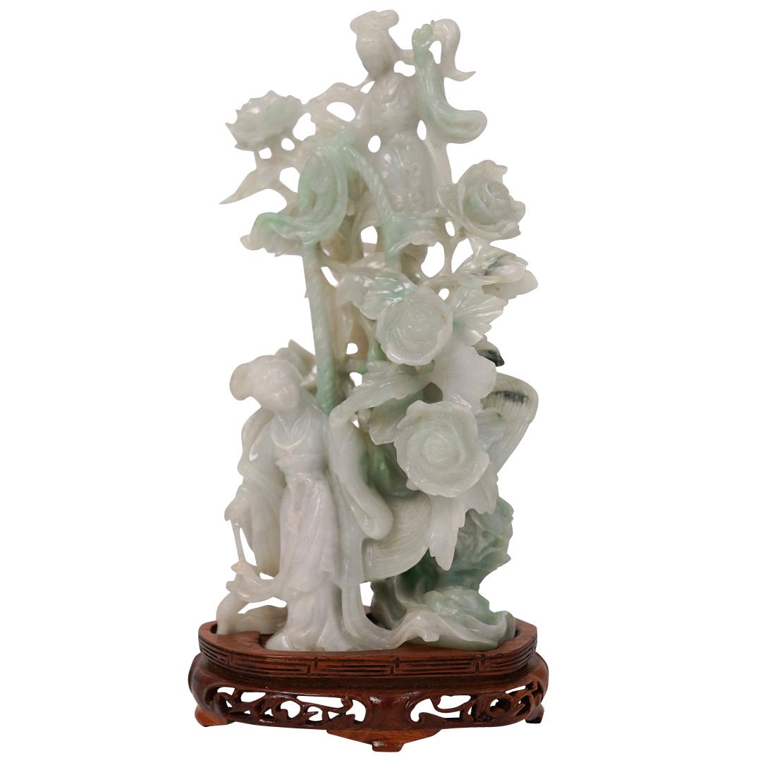 Chinese Hand Carved Jadeite Lavender Figural Group (1 of 5)