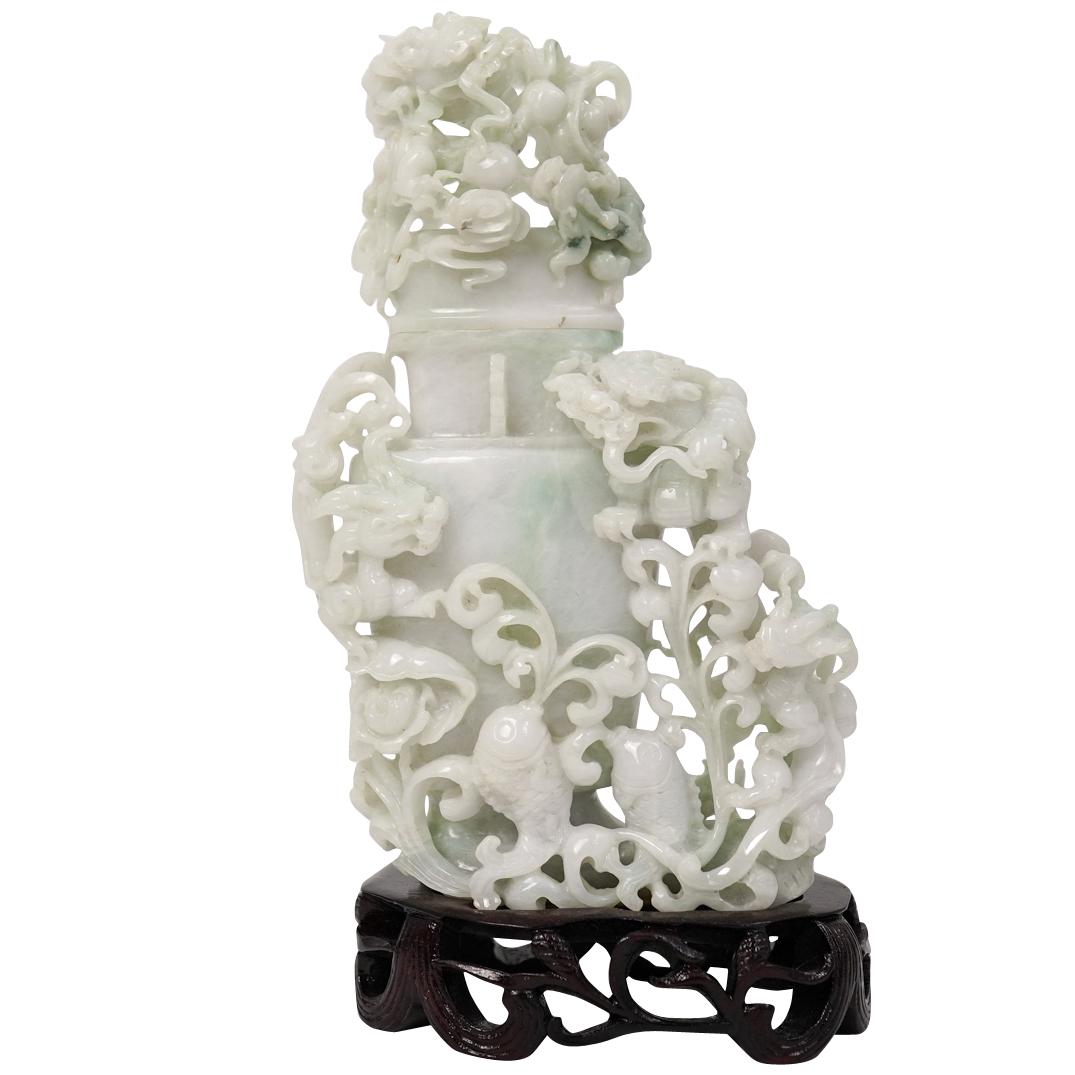 Chinese Carved Jadeite Foo Dragon Urn (1 of 6)