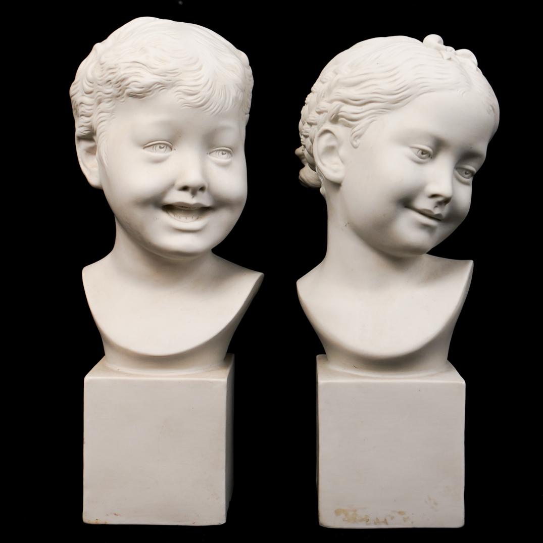 Pair Of Limoges Biscuit Porcelain Busts (1 of 2)