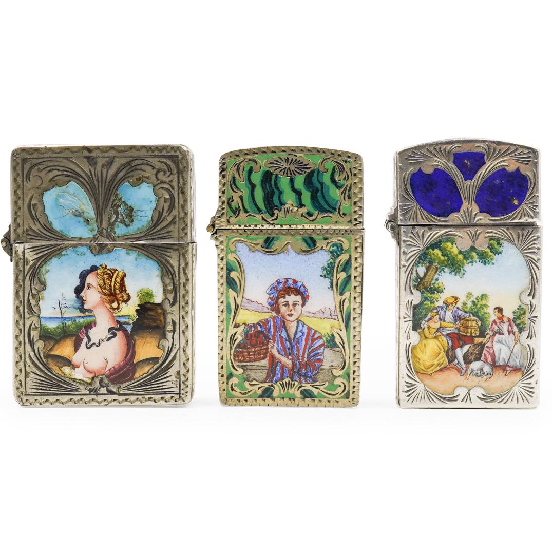 (3) "800" Italian Enameled Silver Lighters (1 of 4)