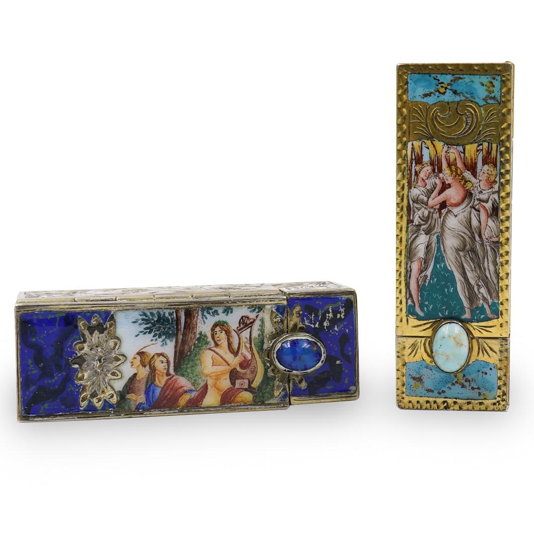 (2 Pc) Antique Italian "800" Silver Lipstick Cases (1 of 3)