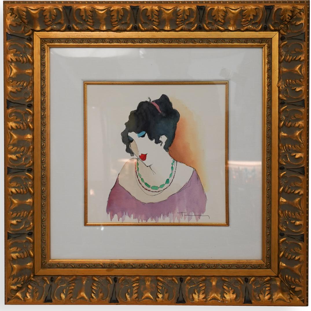 Itzchak Tarkay (Israeli, 1935-2012) Watercolor Signed (1 of 3)