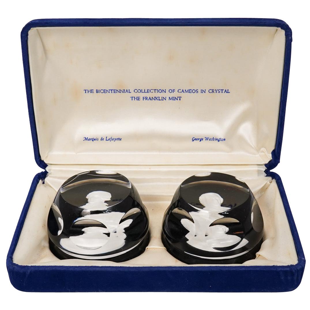 Baccarat Franklin Mint Crystal Cameo Paperweight Set (1 of 5)