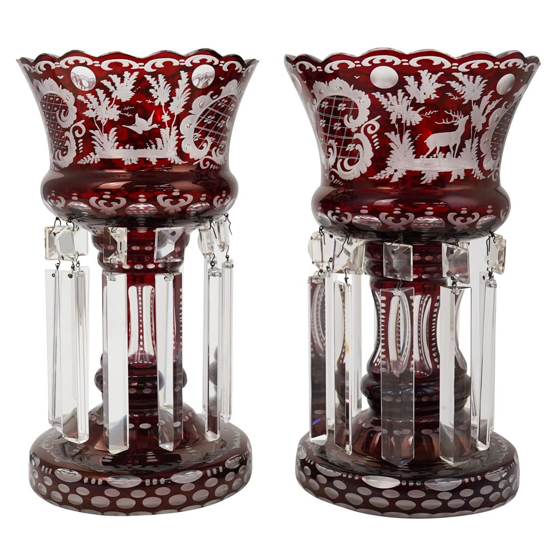 Pair of Bohemian Glass and Crystal Lusters (1 of 5)