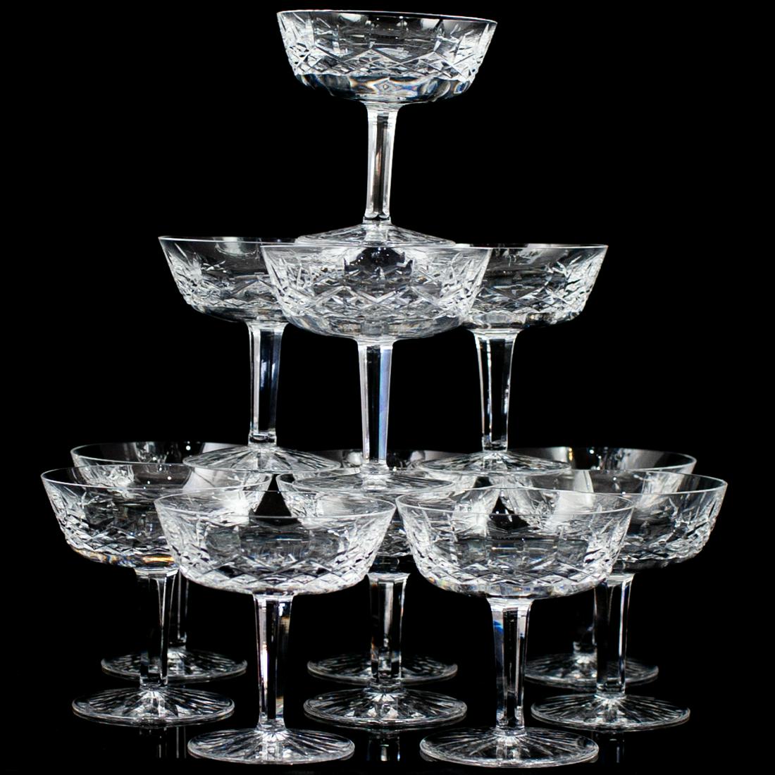 (12 Pc) Waterford "lismore" Champagne Glasses