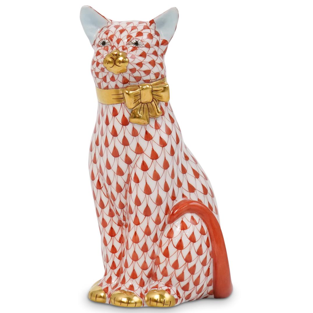 Herend Porcelain Fishnet Cat With Bow (1 of 4)