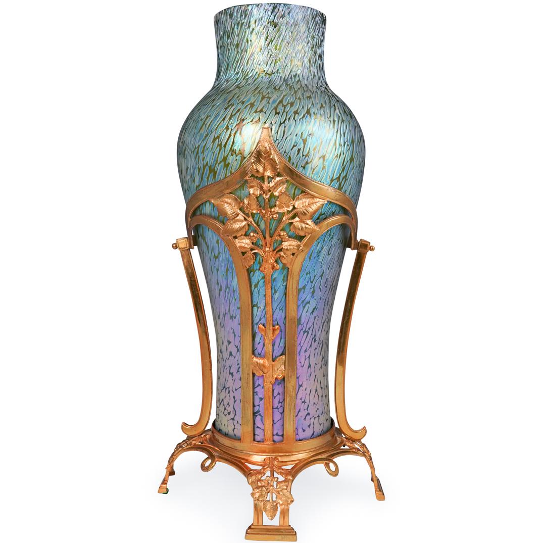 Art Nouveau Loetz Iridescent Glass and Bronze Vase (1 of 6)