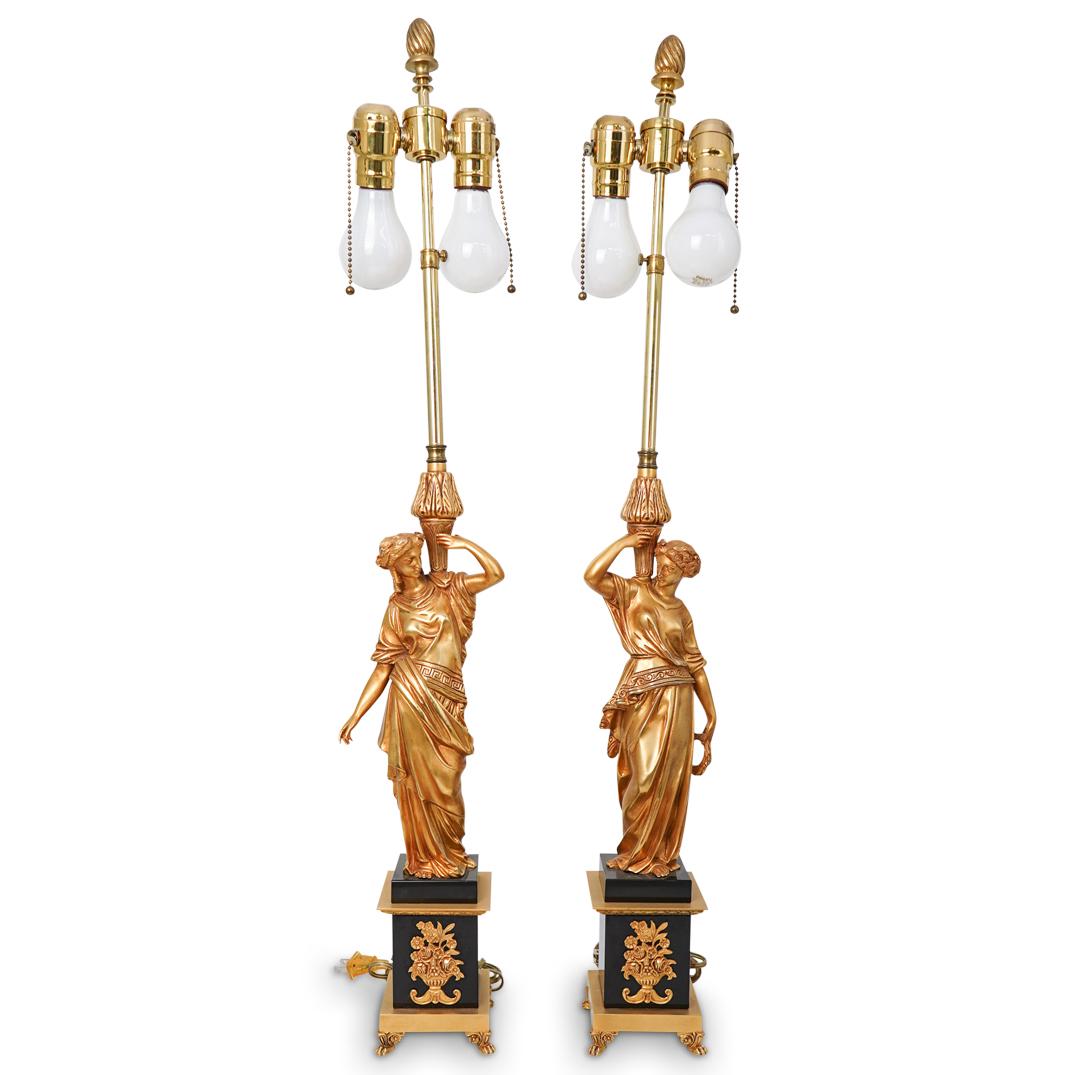 Pair Of French Imperial Bronze Lamps (1 of 10)