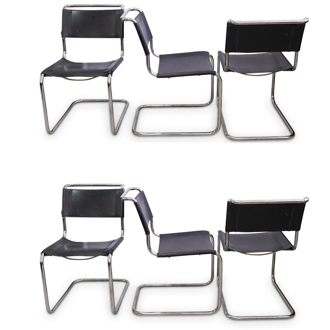 (6 Pc) Mid Century Thonet Leather and Chrome Chairs (1 of 7)