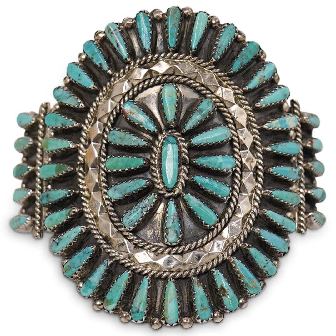 T. Lowe Navajo Sterling Turquoise Cuff (1 of 3)