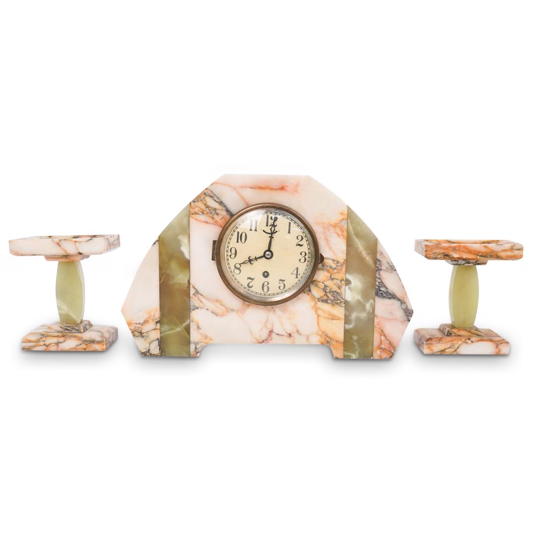 Vintage Onyx Mantle Clock Set (1 of 6)