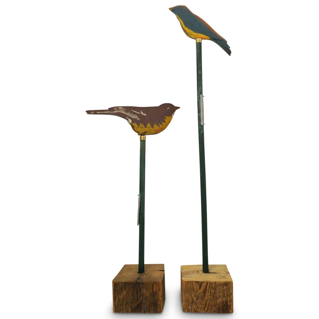 (2Pc) Joseph Dodson Carved Wooden Bird Set (1 of 5)