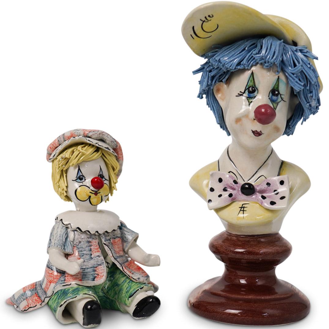 (2 Pc) Lot of Zampiva Porcelain Clown Statue (1 of 6)