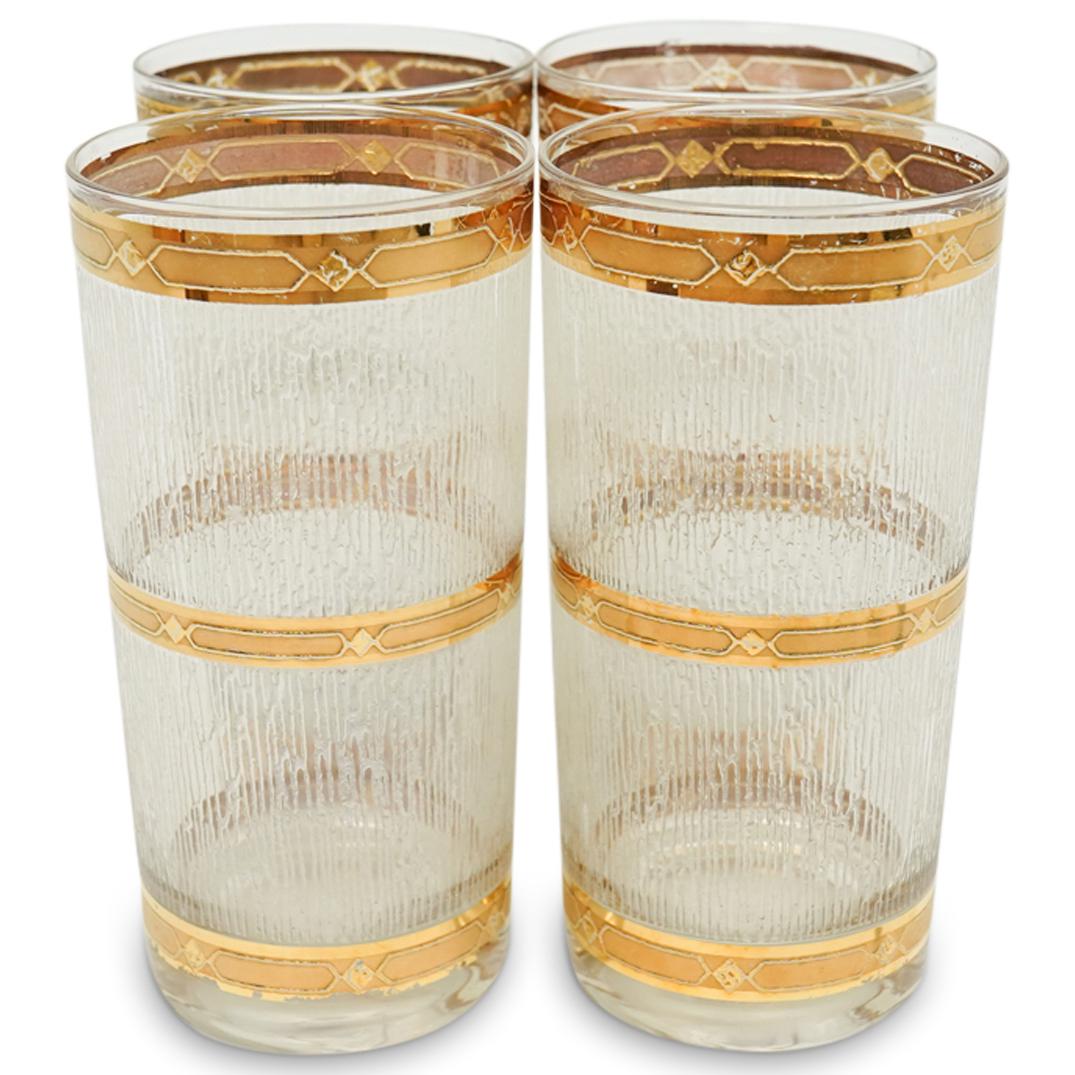 (4) Mid-Century Parcel Gilt Crystal Glass Set (1 of 3)