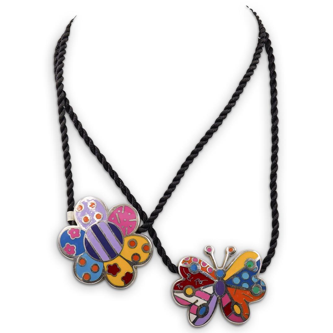 (2 Pc) Romero Britto Sterling Silver Pendant Necklaces (1 of 5)