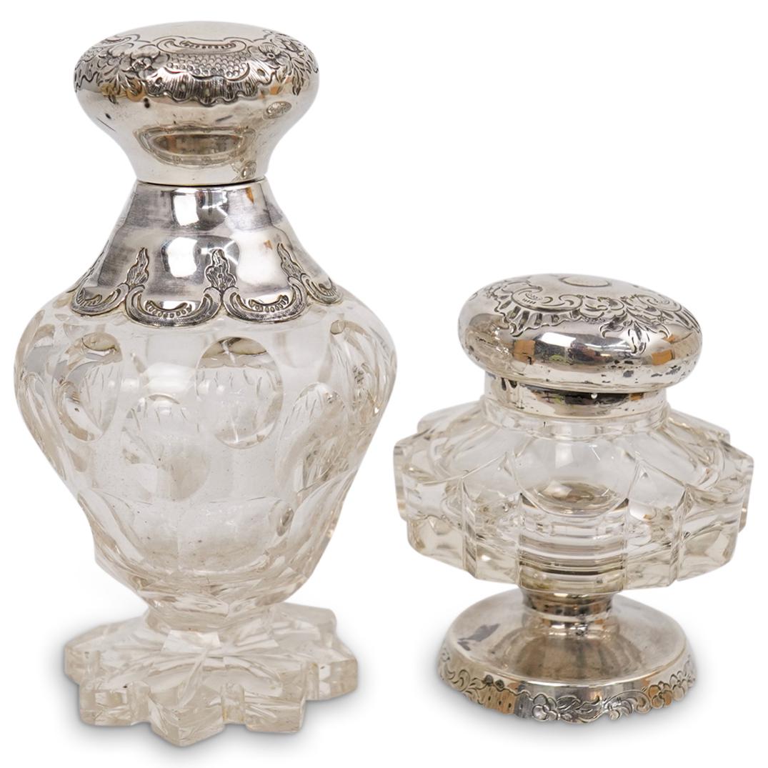 Pair Of Sterling Silver Crystal Vanity Bottles (1 of 4)