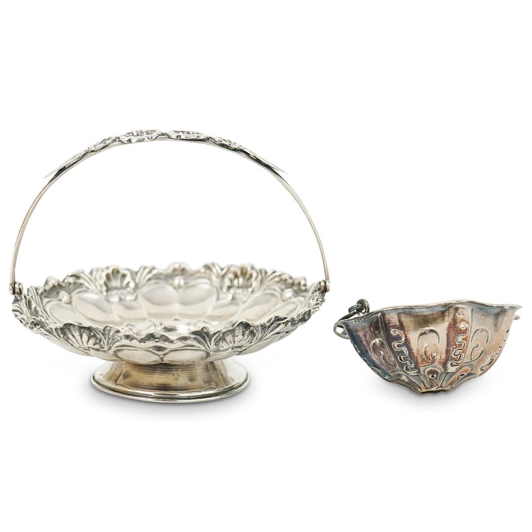 (2 Pc) Sterling Silver Tea Strainer & Basket (1 of 4)