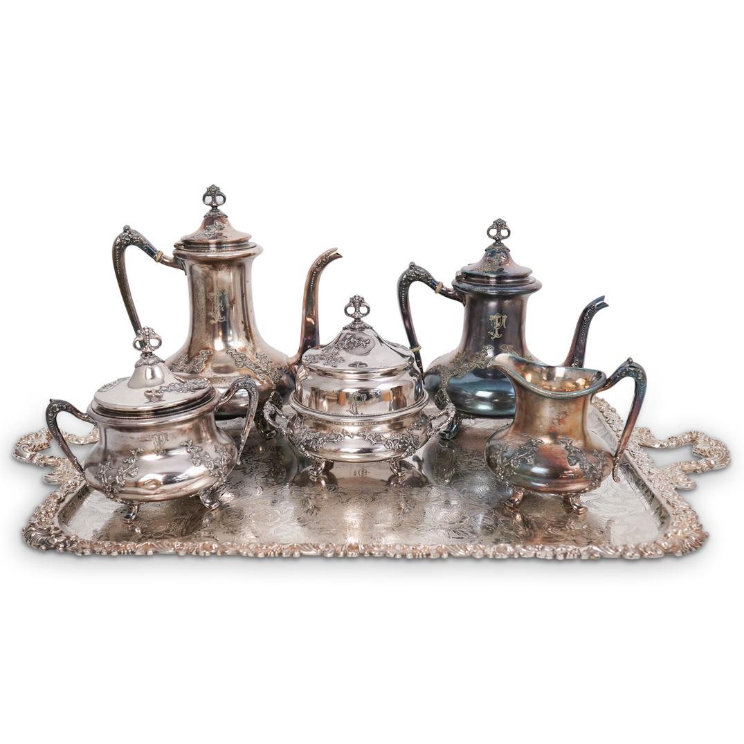 (6 Pc) Reed & Barton Silver Plated Tea Set (1 of 12)