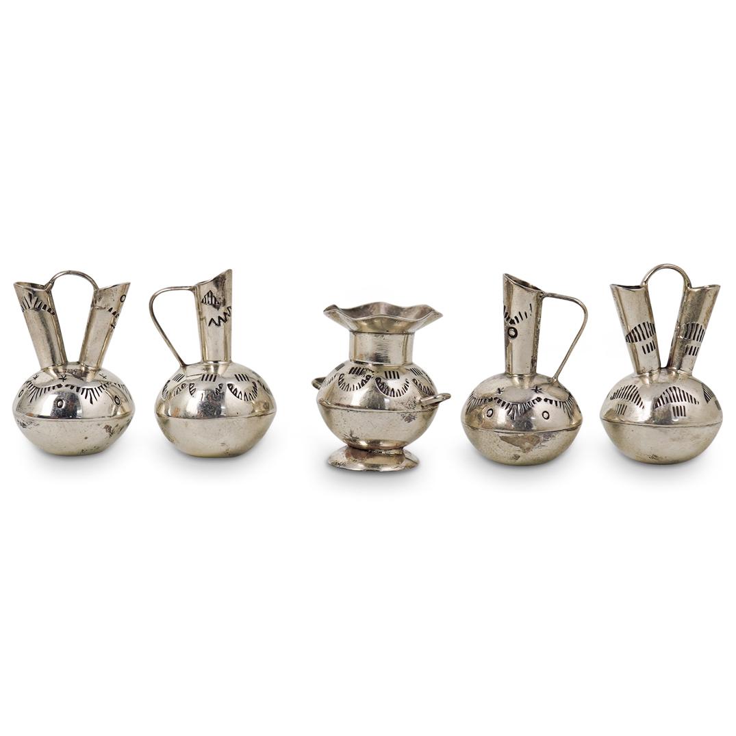 Miniature Navajo Sterling Silver Vases (1 of 4)