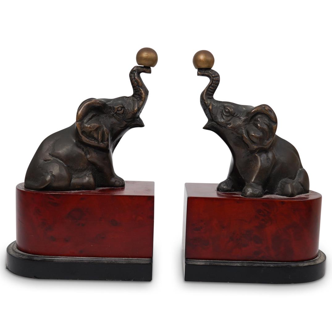 Bronze Elephant Bookends (1 of 3)