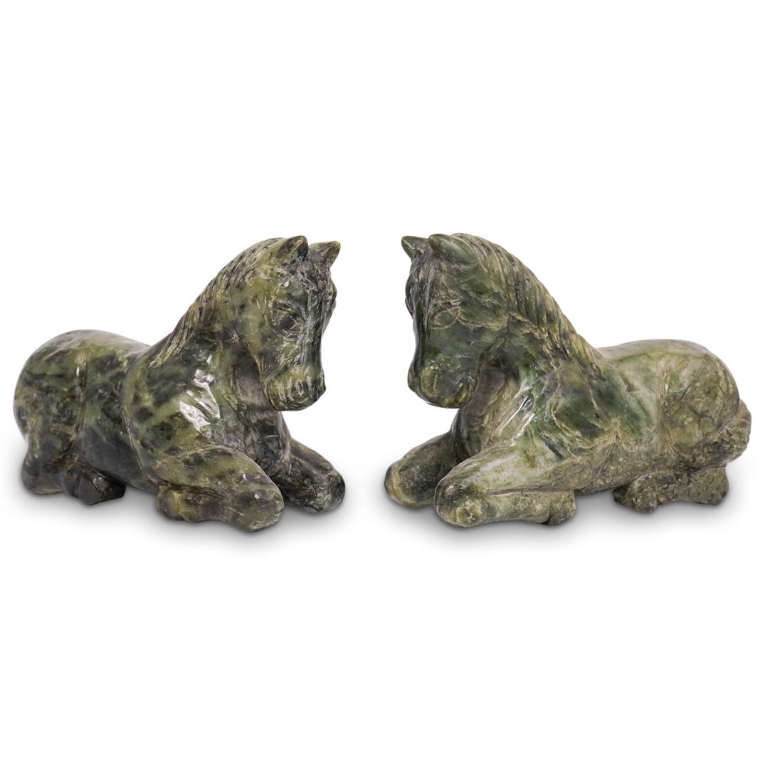 Pair Of Chinese Carved Jade Horses (1 of 5)