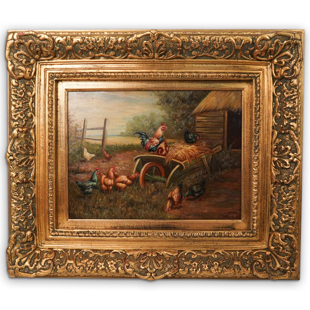 Oil On Canvas "Rooster" Painting (1 of 4)