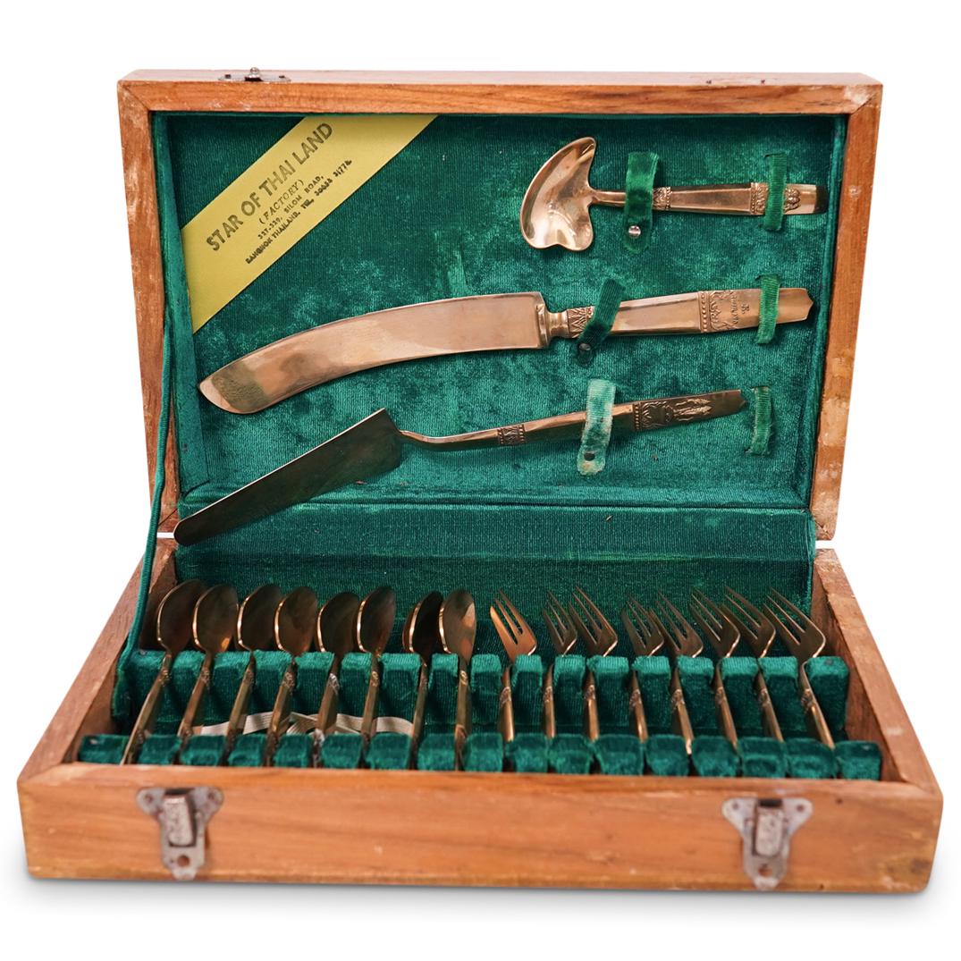 (19 Pc) Set of Thai Brass Flatware (1 of 3)