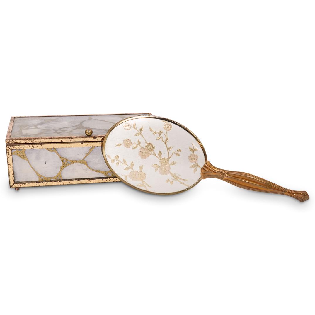(2 Pc) Vanity Hand Mirror and Jewelry Box (1 of 6)