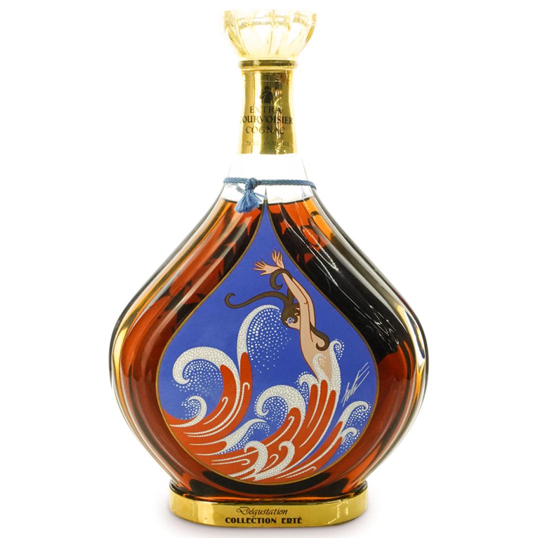 Erte "Degustation" Courvoisier Cognac No. 5: DESCRIPTION: Romain 'Erte' de Tirtoff "Degustation" Courvoisier Cognac No. 5 New in sealed condition with original booklet. CIRCA: 1992 ORIGIN: France DIMENSIONS: H: 10" x D: 6.5" CONDITION: Great con