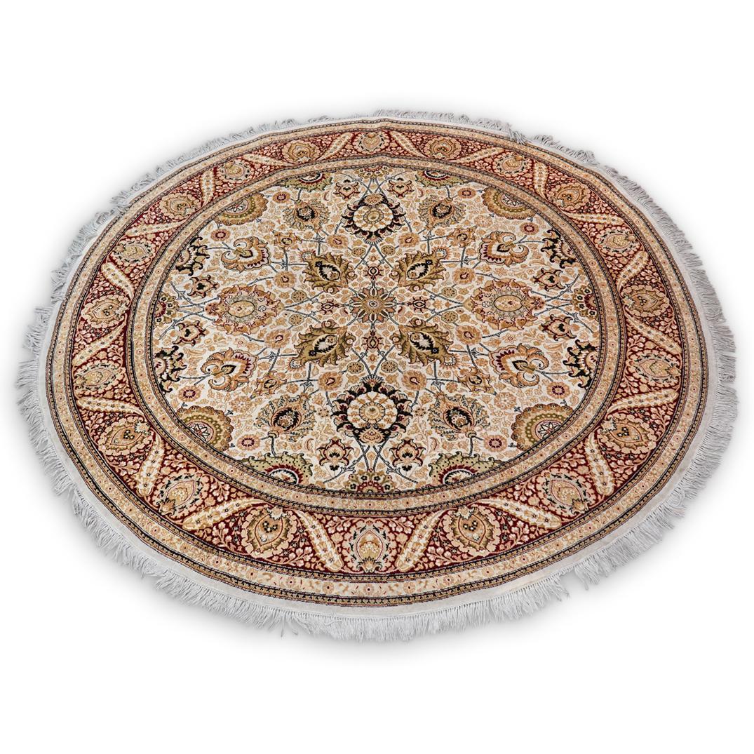 A Circular Oriental Silk Rug (1 of 5)
