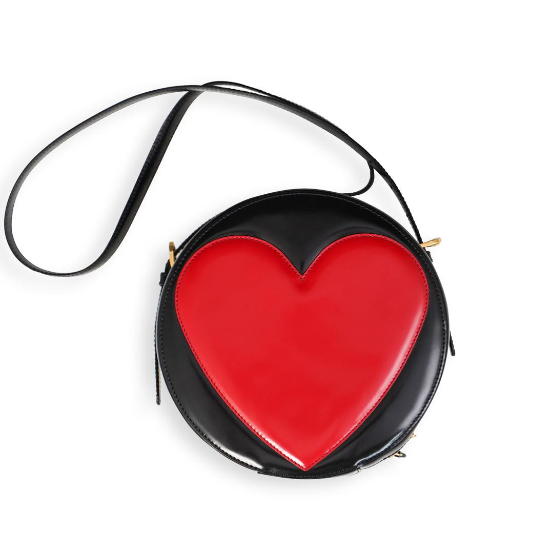 Moschino Red & Black Patent Leather Heart Bag (1 of 4)