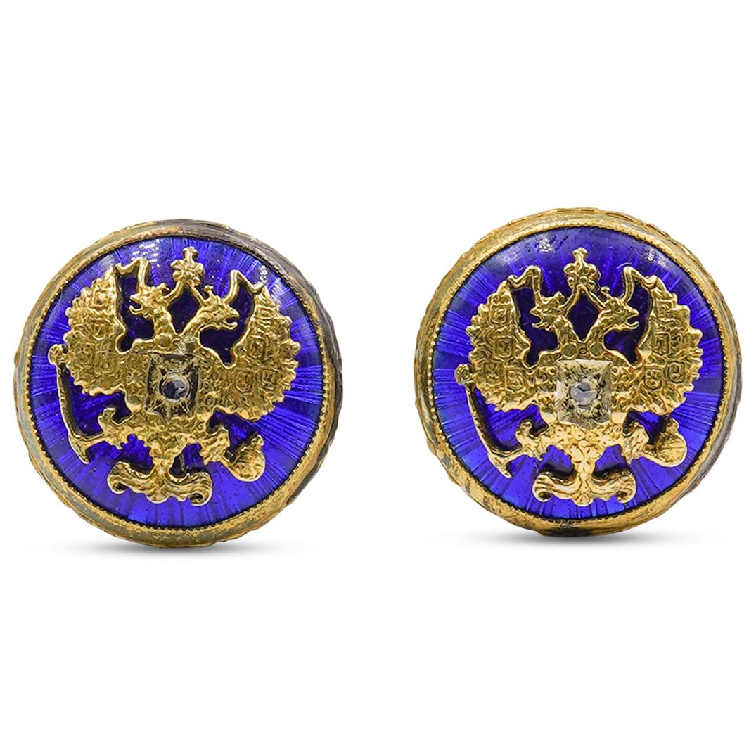 Russian Guilloche Silver & Enamel Cufflinks (1 of 3)