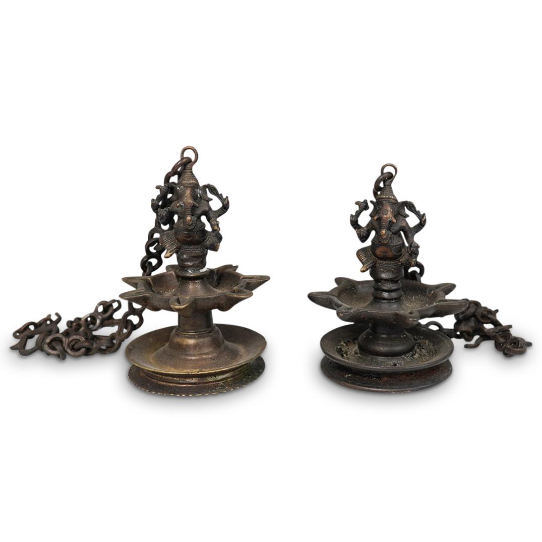 Pair Of Bronze Hanging Ganesha Incense Burners (1 of 5)