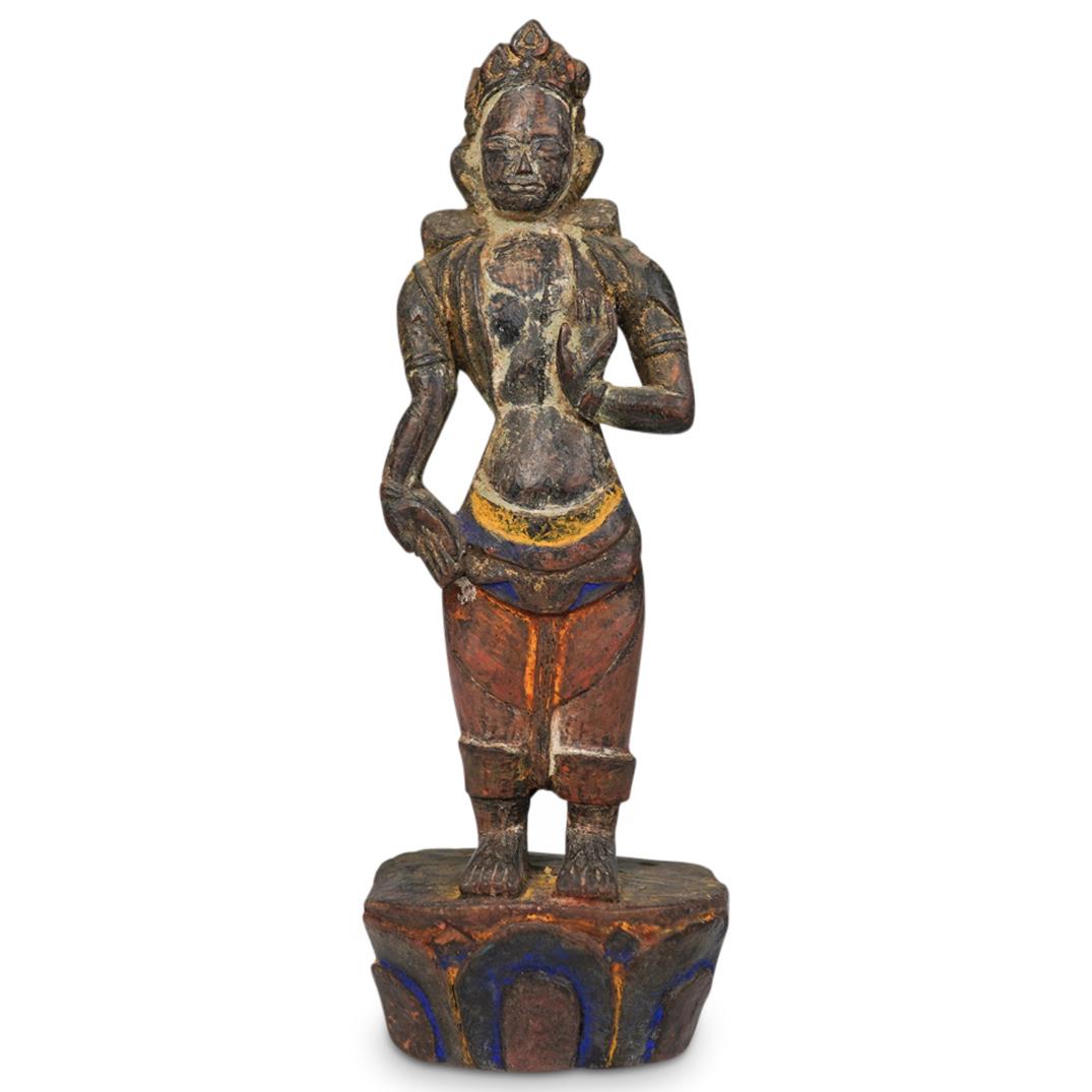 Antique Wood Carved Goddess Statue (1 of 5)