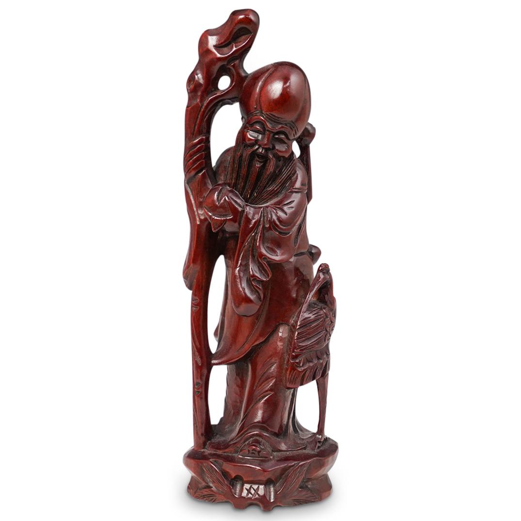(2 Pc) Chinese Carved Lohan Figure (1 of 6)